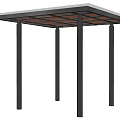 Outdoor Pergola With Black Metal Posts And Wooden Lattice Roof Structure