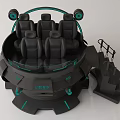 VR Amusement Equipment With 6 Seats Black Body Green Lines And Stairs