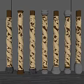 Decorative Columns With Ornate Carvings And Spiral Patterns In Various Designs 3d model