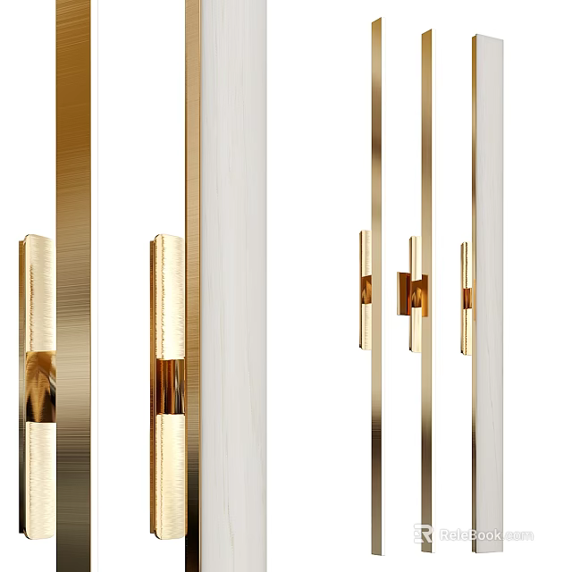 Modern Gold Metal Wall Sconces With Sleek Lines For Contemporary Interior Design 3d model 