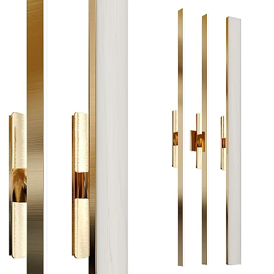 Modern Gold Metal Wall Sconces With Sleek Lines For Contemporary Interior Design 3d model