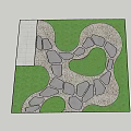 Garden Stepping Stones Path Design With Grass Patches And Gravel Surroundings