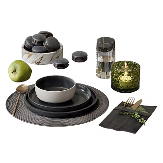 Modern Tableware Ornaments Bowl Plate Knife and Fork 3d model