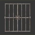 Rusted Industrial Metal Frame Structure With Cross Bars And Sturdy Base Pillar