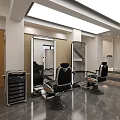 Modern Beauty Hair Salon Interior With Styling Chairs Wall Mirrors And Marble Flooring