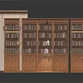 Elegant Traditional Wood Bookcase With Multiple Shelves Filled With Books And Cabinet Doors