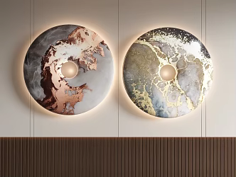 New Chinese Style Wall Decoration Round Wall Decoration Landscape Wall Decoration Wall Lamp Wall Decoration Pendant 3d model