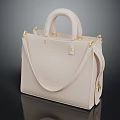 Elegant White Leather Handbag With Golden Hardware And Adjustable Shoulder Strap 3d model