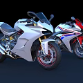 High Performance Sport Motorcycles With White And Red White Blue Livery And Stylish Red Rims