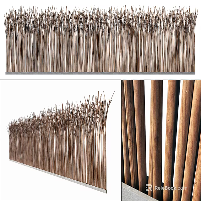 Natural Wooden Slat Partition With Vertical Design For Indoor Space Division 3d model 