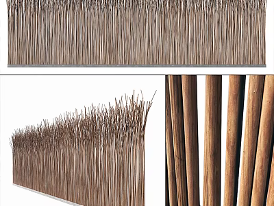 Natural Wooden Slat Partition With Vertical Design For Indoor Space Division 3d model