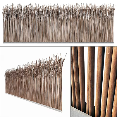Natural Wooden Slat Partition With Vertical Design For Indoor Space Division 3d model