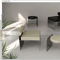 Modern Contemporary Stools With Metal Frames And Upholstered Seats In Black Beige