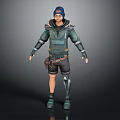 Tactical Explorer Character And Beast Companion With Green Jacket And Blue Cap
