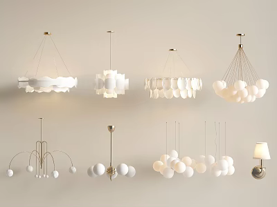 Modern White Chandeliers With Various Design Styles For Interior Decor Ideas 3d model