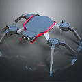 Mechanical Spider Robot Design With Multiple Legs Hexagonal Body And Red Accents Structure 3d model
