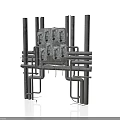 Industrial Equipment With Metal Pipes Vertical Supports And Mechanical Control Units