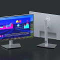 Dell Computer Monitors Featuring Data Visualization Charts And Ergonomic Stand Design 3d model