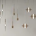 Modern Minimalist Chandeliers Featuring Metallic Spherical Shapes Hanging On White Background