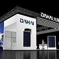 DAHAI New Energy Photovoltaic Exhibition Booth With Blue Wave Background And Solar Panels