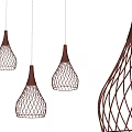 Modern Multiple Pendant Lights With Black Top And Geometric Wire Structure 3d model