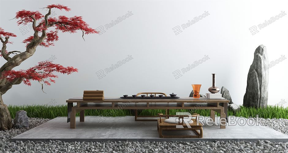 New Chinese style landscape sketch leisure tea room model