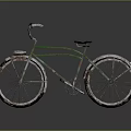 Vintage Green Bicycle With Rusty Frame Curved Handlebar And Worn Dirty Wheels