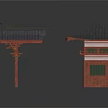 Traditional Chinese Architecture Models Featuring Black Tiled Roofs Wooden Supports And Grille Design