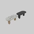 Modern Minimalist Tea Table And Chairs With Oval Marble Top And Wooden Legs