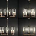 Modern Hanging Chandelier With Glass Tubes And Metal Frame Design