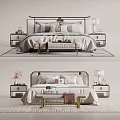 Elegant Modern Double Bed Design With Headboard Bedside Tables Lamps Decorative Pillows Bench And Rug