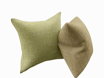Soft Textured Green And Beige Woven Pillows For Cozy Modern Home 3d model