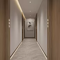 Bright Elevator Lobby With Wooden Walls Metal Doors Staircase Gray Floor And 6F Signage
