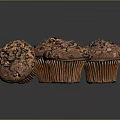 Freshly Baked Chocolate Muffins Topped with Chocolate Chips and Fudgy Centers