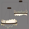 Modern Chandeliers with Gold Frame Wave Shaped LED Light Circular Design for Interior Decoration