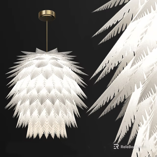 White Feather Inspired Chandelier With Intricate Paper Cut Design And Modern Style 3d model 