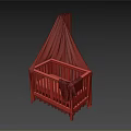 Wooden Baby Crib With White Canopy And Colorful Bedding For Safe Cozy Nursery Use