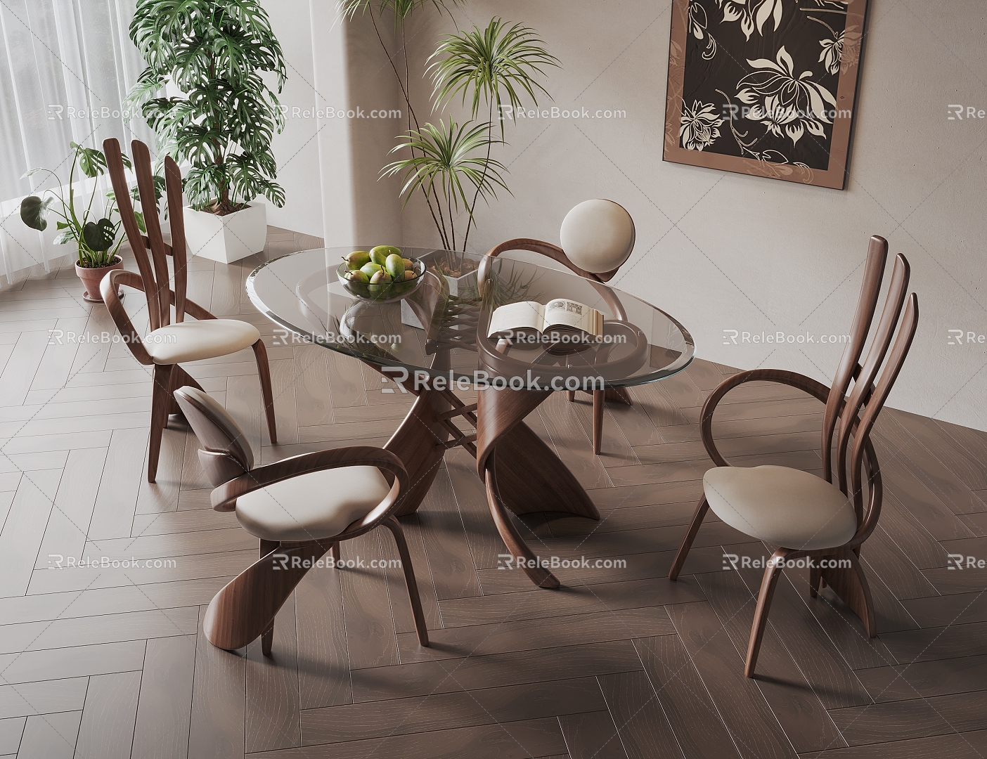 Middle Ancient Dining Table and Chair Combination Dining Chair Dining Table 3d model