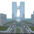 Aerial Planning of Modern Urban City With Tall Buildings Greenery and Road Networks