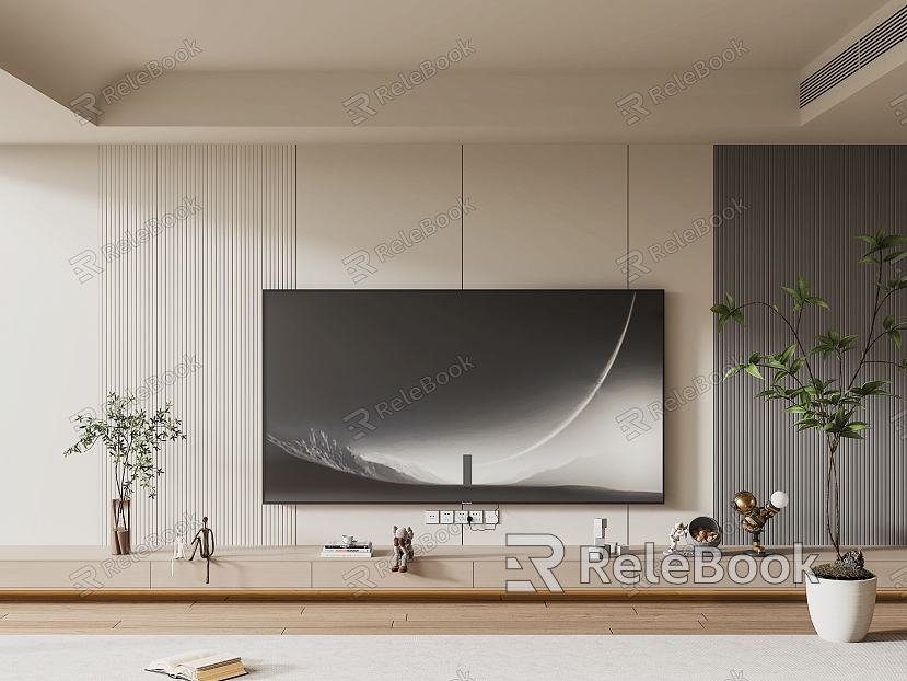 Modern TV Background Wall Cream Style TV Background Wall TV Cabinet TV model