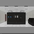 Modern Data Center Room With Glass Partitions Server Racks And Computer Consoles 3d model