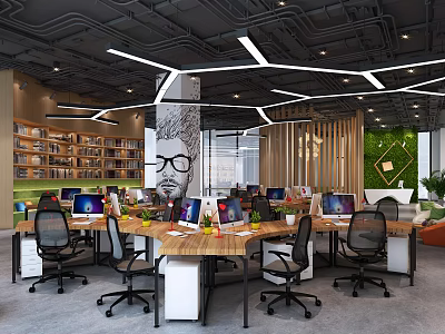 Industrial LOFT Public Office Area Office 3d model