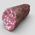 Traditional Cured Salami Sausage With Red And White Marbled Meat In Cylindrical Shape