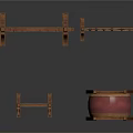 Traditional Wooden Weapon Rack With Drum Stand And Abacus Frame