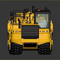 Yellow Construction Functional Vehicle with Dump Bed Cab and Large Wheels on Reflective Surface 3d model