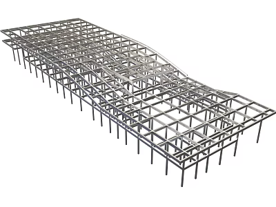 Steel Grid Framework Structure With Vertical Support Beams For Construction 3d model