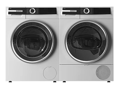 Modern Front Load Washing Machines With White And Black Design For Home Use 3d model