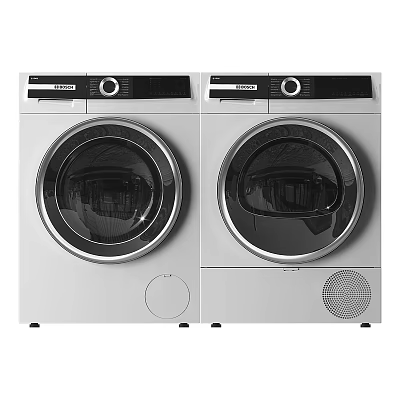 Modern Front Load Washing Machines With White And Black Design For Home Use 3d model