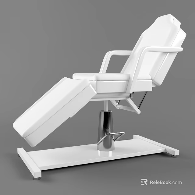 White Adjustable Medical Recliner Chair With Metal Base And Leg Support 3d model 