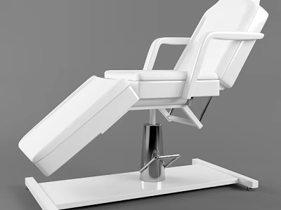 White Adjustable Medical Recliner Chair With Metal Base And Leg Support 3d model